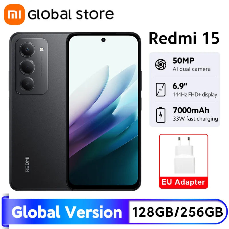 Xiaomi Redmi 15 Smartphone Global Version Snapdragon 685 128GB / 256GB ROM 6.9" FHD+ DotDisplay 50MP Camera 7000mAh IP64