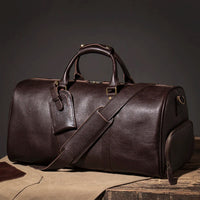 LUOKIR High Quality Men's Travel Bag Genuine Leather Luxury Luggage Bag Women's Weekend Duffle Bag Vintage Business Handbag