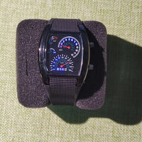 Men’s Fashion Quartz Wristwatch Sports Aviation LED Electronic Watch Fan Racing Dashboard Creative Male Digital Watch for Men