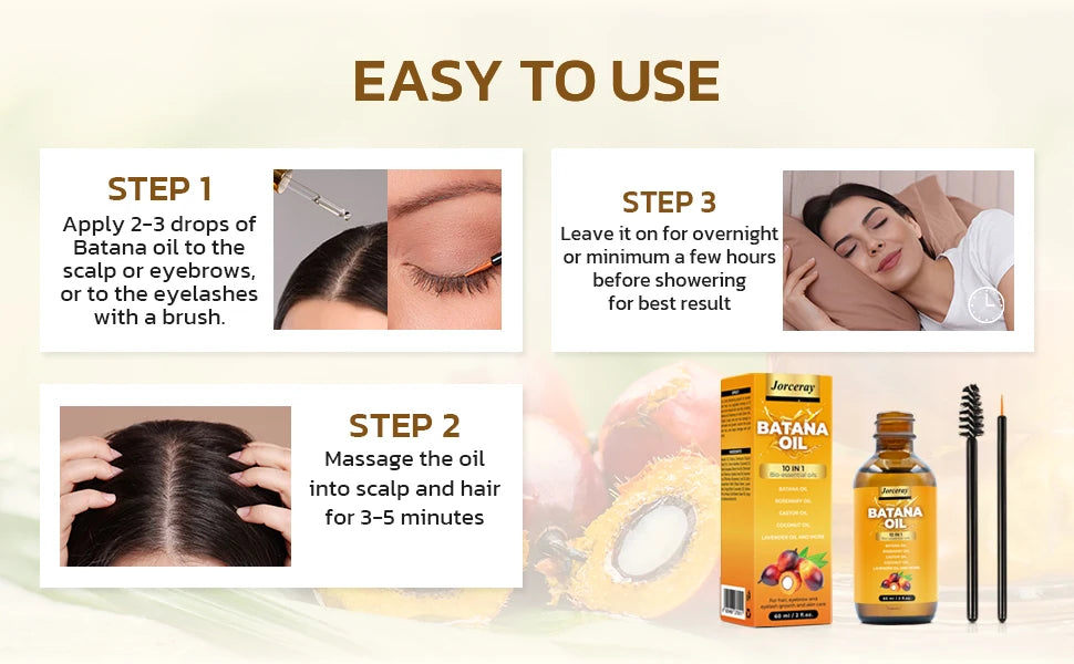 Jorceray Batana Oil for Hair Growth Dr Sebi Organic Raw Batana Oil from Honduras 100% Pure & Natural for Thicker & Stronger Hair