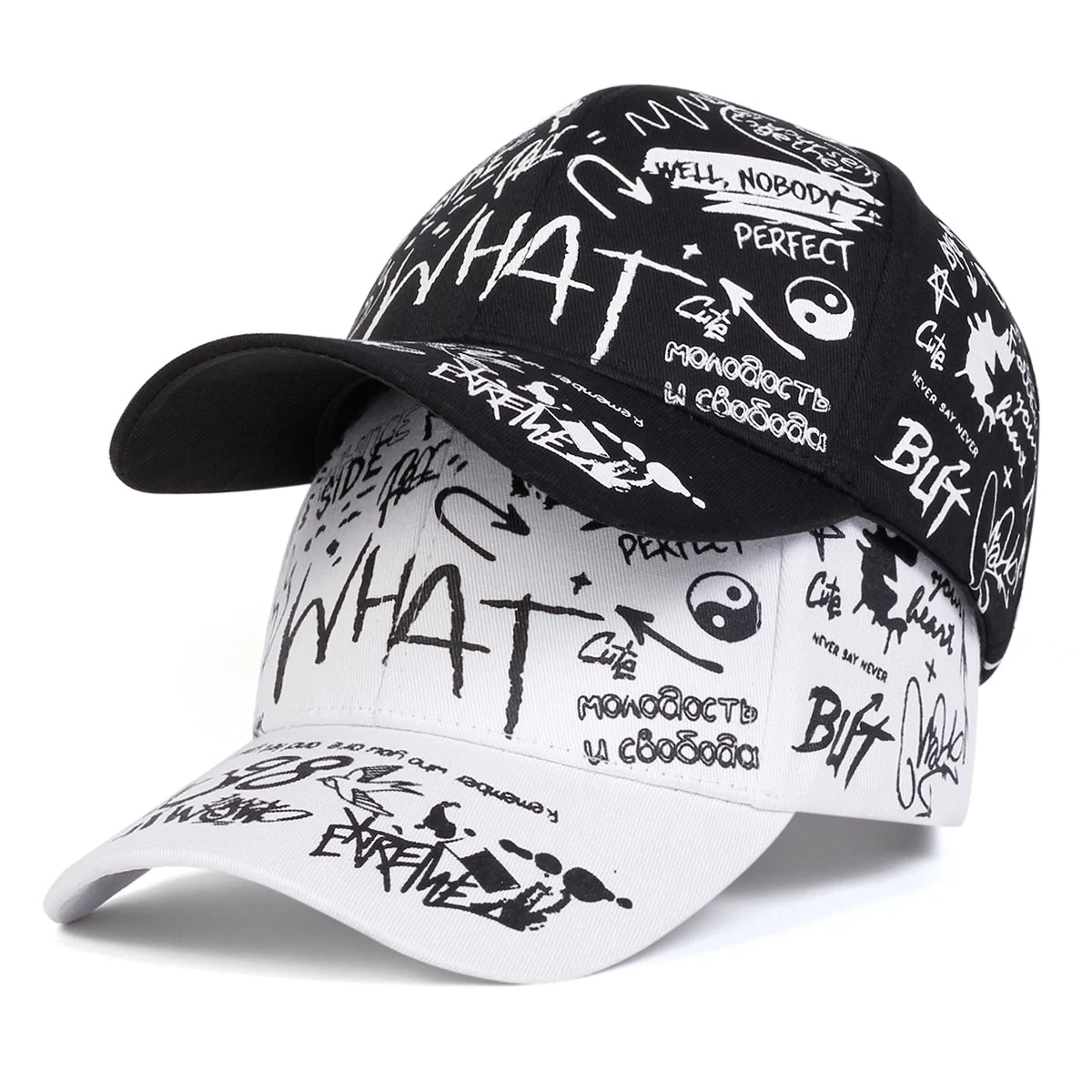 Unisex What Gossip Graffiti Print Baseball Caps Spring Autumn Outdoor Adjustable Casual Hats Sunscreen Hat