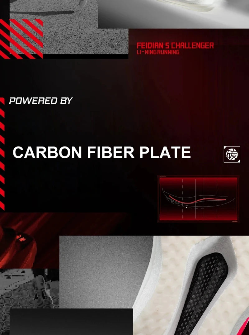 Li-Ning Men's FEIDIAN 5 CHALLENGER Racing Running Shoes SUPER BOOM Cushion CARBON-FIBER PLATE LiNing Competitive Sneaker ARMV001