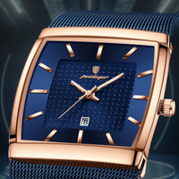 POEDAGAR Luxury Fashion Men Clock Stainless Steel Mesh Date Waterproof Luminous Man Wristwatch Quartz Casual Men's Watches Reloj