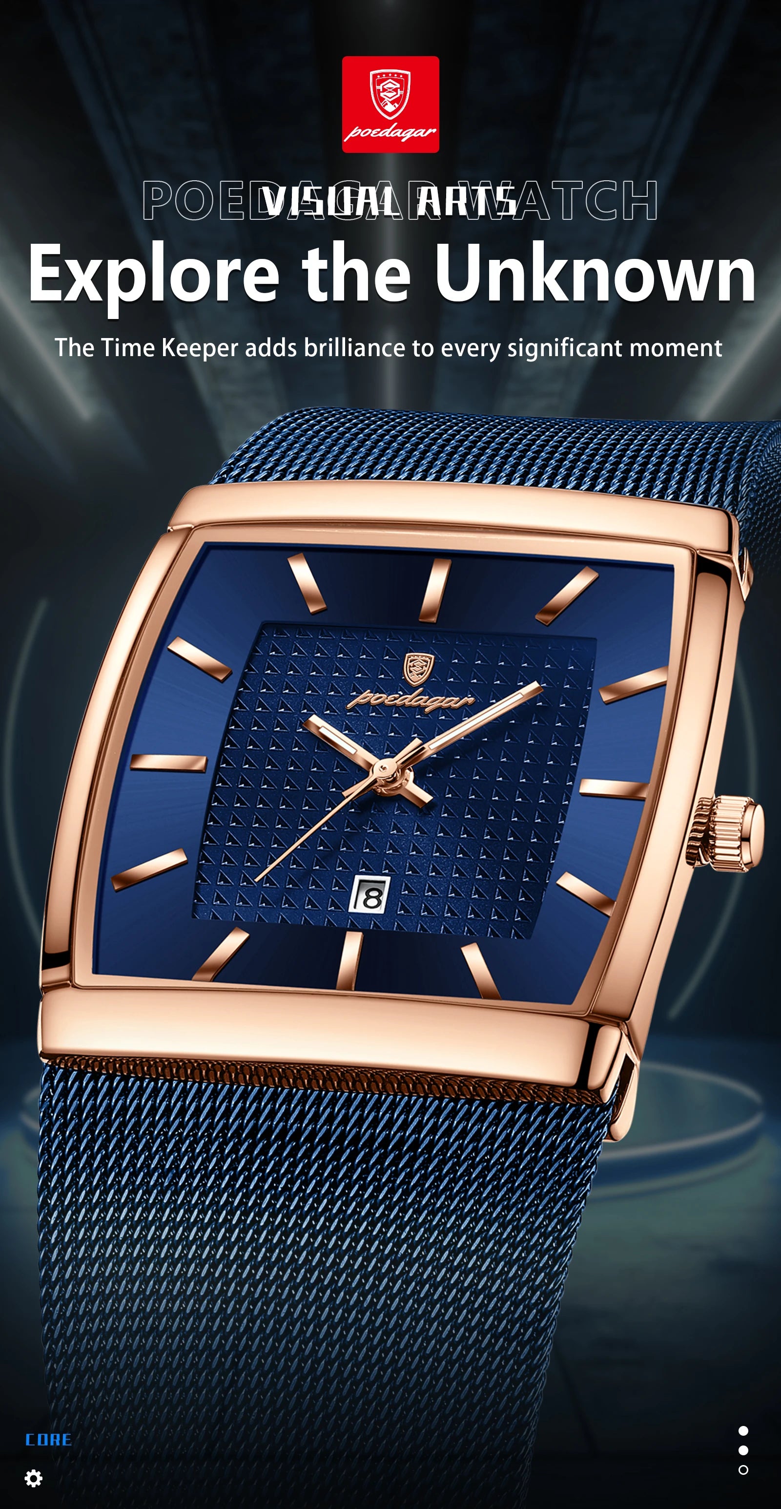 POEDAGAR Luxury Fashion Men Clock Stainless Steel Mesh Date Waterproof Luminous Man Wristwatch Quartz Casual Men's Watches Reloj