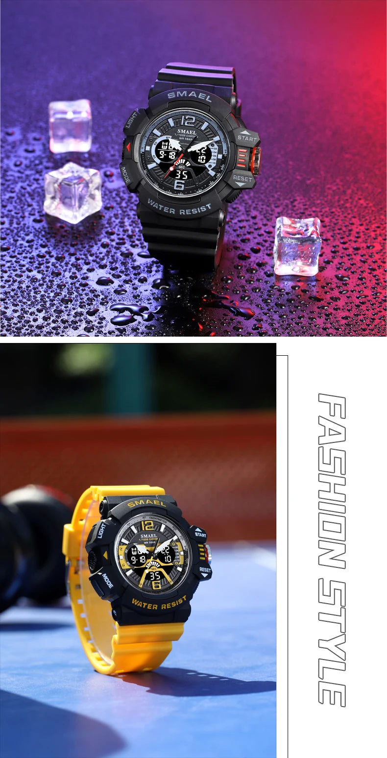 SMAEL Sport Watch for Men Waterproof Wristwatches Student Dual Display Digital Multi-function Stopwatch Clocks 8065 Male Watches
