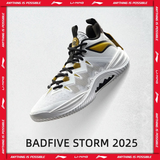 Li-Ning Men BADFIVE STORM 2025 Outdoor Basketball Shoes BOOM Cushioning TUFF OS Wearable LiNing Sports Sneakers ABFV017
