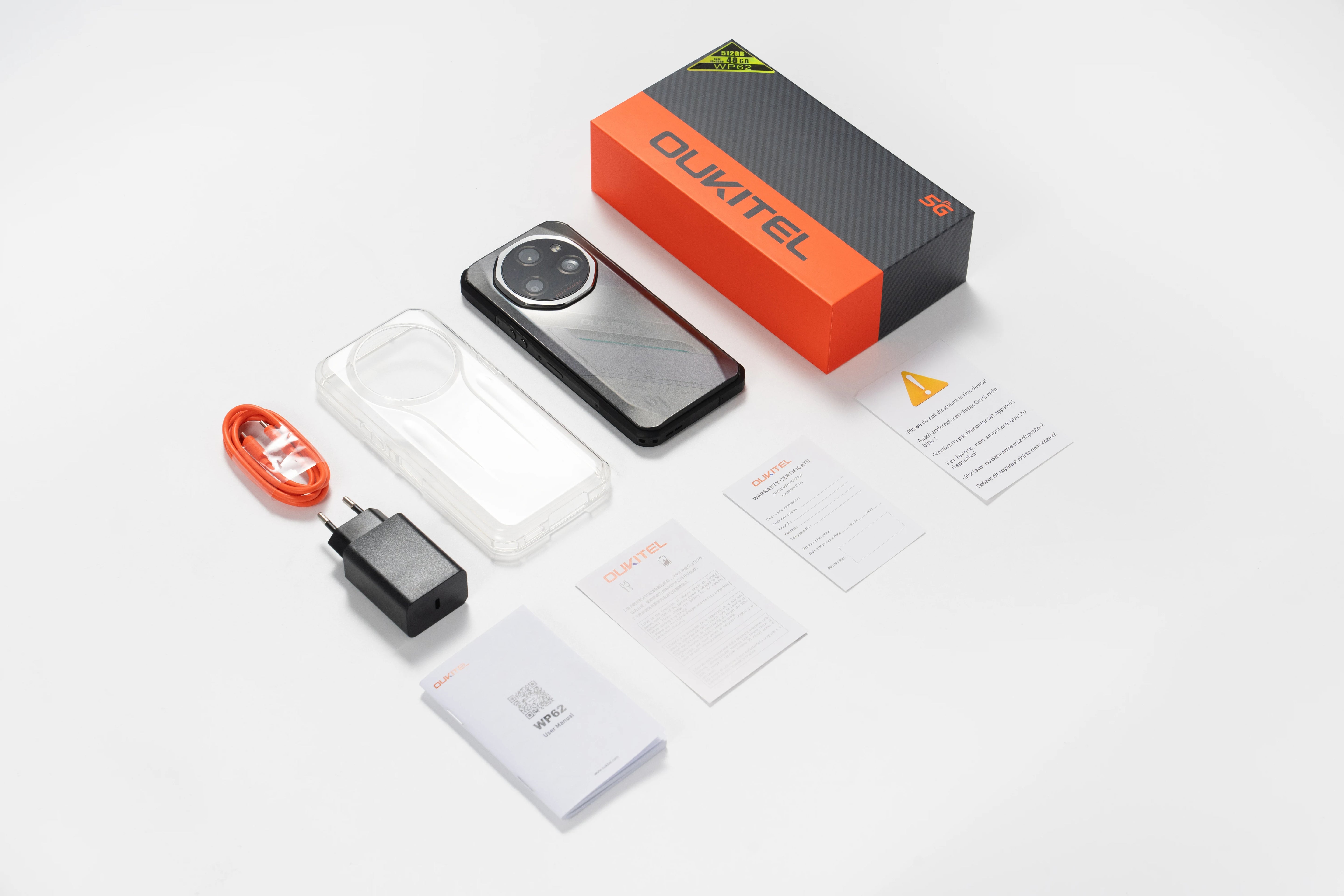 Oukitel WP62 5G Rugged Smartphone 48GB(16+32) +512GB, 6.6" FHD+ 108MP Camera Mobile Phone, 11000mAh 33W, Android 15 Cellphone