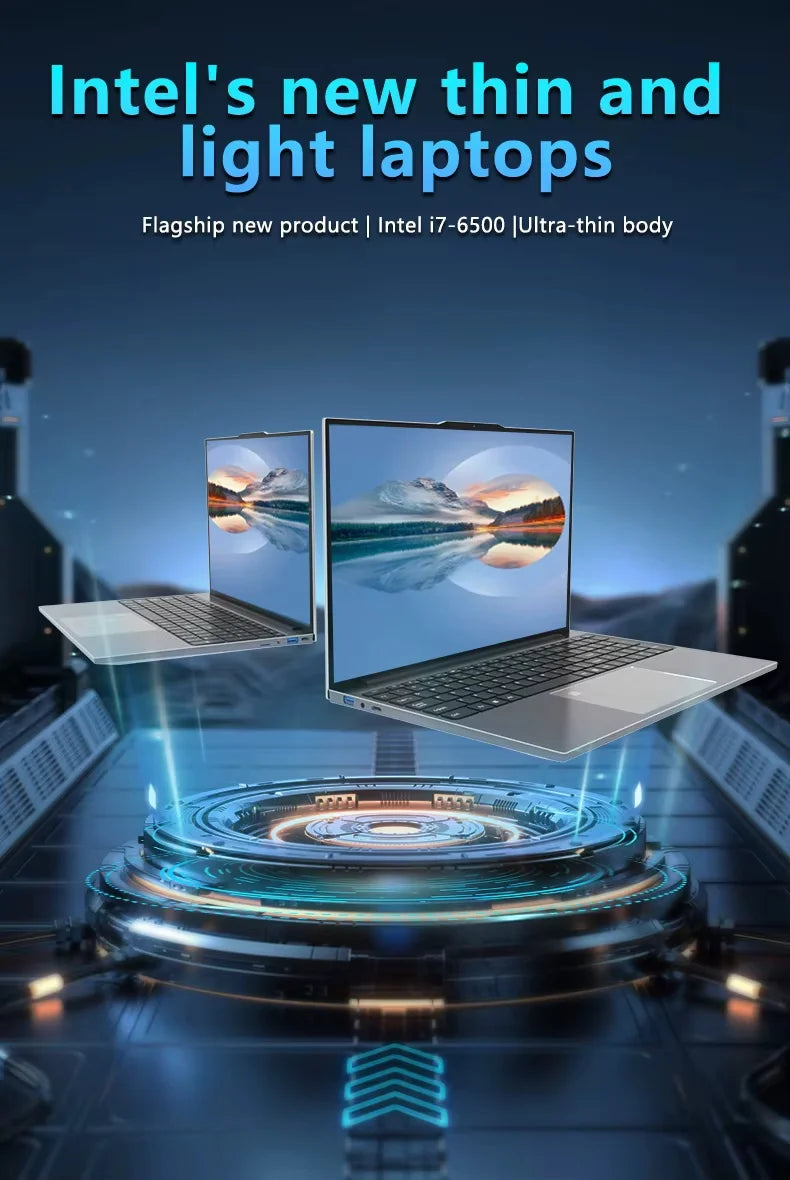 15.6" Ultra Slim Intel Core i7 6500U Laptop Computer Windows 11 16GB DDR4 1TB SSD Notebook PC Fingerprint Unlock Gaming Laptops