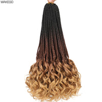 14 18 24 Inch French Curl Box Braids Crochet Hair Ombre Brown to Blonde Prelooped Synthetic French Curls Braiding Hair for Women