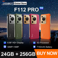 Fossibot F112 PRO 5G Rugged Smartphone 6.88" HD+ 7150mAh 24GB(8+16) 256GB Mobile Phone 50MP Environmentally Friendly Cellphone