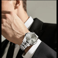 OLEVS Men Watches 7077 Luxury Fashion Top Brand Original Automatic Mechanical Watch for Man Double Scale Simple Trend Waterproof