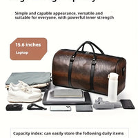 Large Capacity Retro Crocodile-Textured Travel Duffel Bag - Durable Vacation Luggage, Versatile Gift for Men & Women