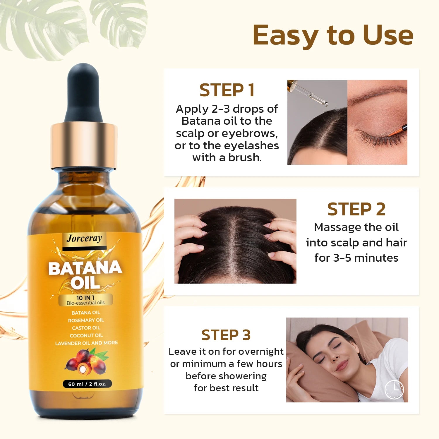 Jorceray Batana Oil for Hair Growth Dr Sebi Organic Raw Batana Oil from Honduras 100% Pure & Natural for Thicker & Stronger Hair