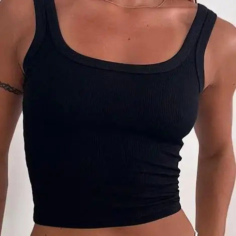 2025 Ribbed Tank Top Women Summer Casual Fitness Short Vest Black And White Knitted Off Shoulder Sexy Crop Top Women