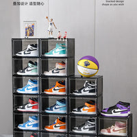 Transparent shoe box, hard box, magnetic storage, acrylic doll bag, hand-held storage box rack, front side opening shoe cabinet