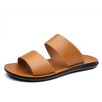 2025 Summer New Men's Slippers Fashion Leather Casual Slipper Outdoor Non Slip Flat Beach Sandals for Men Designer Male Shoes