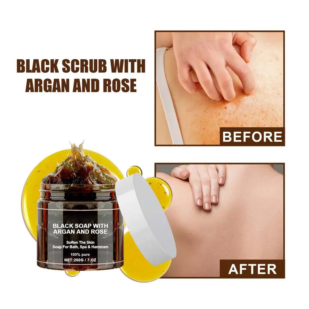 1pcs Black Beldi Soap With Argan And Rose 200g Morocco Black Beldi Soap Moisturizing Body Remove Acne Skin Care