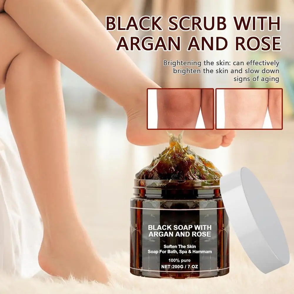 1pcs Black Beldi Soap With Argan And Rose 200g Morocco Black Beldi Soap Moisturizing Body Remove Acne Skin Care