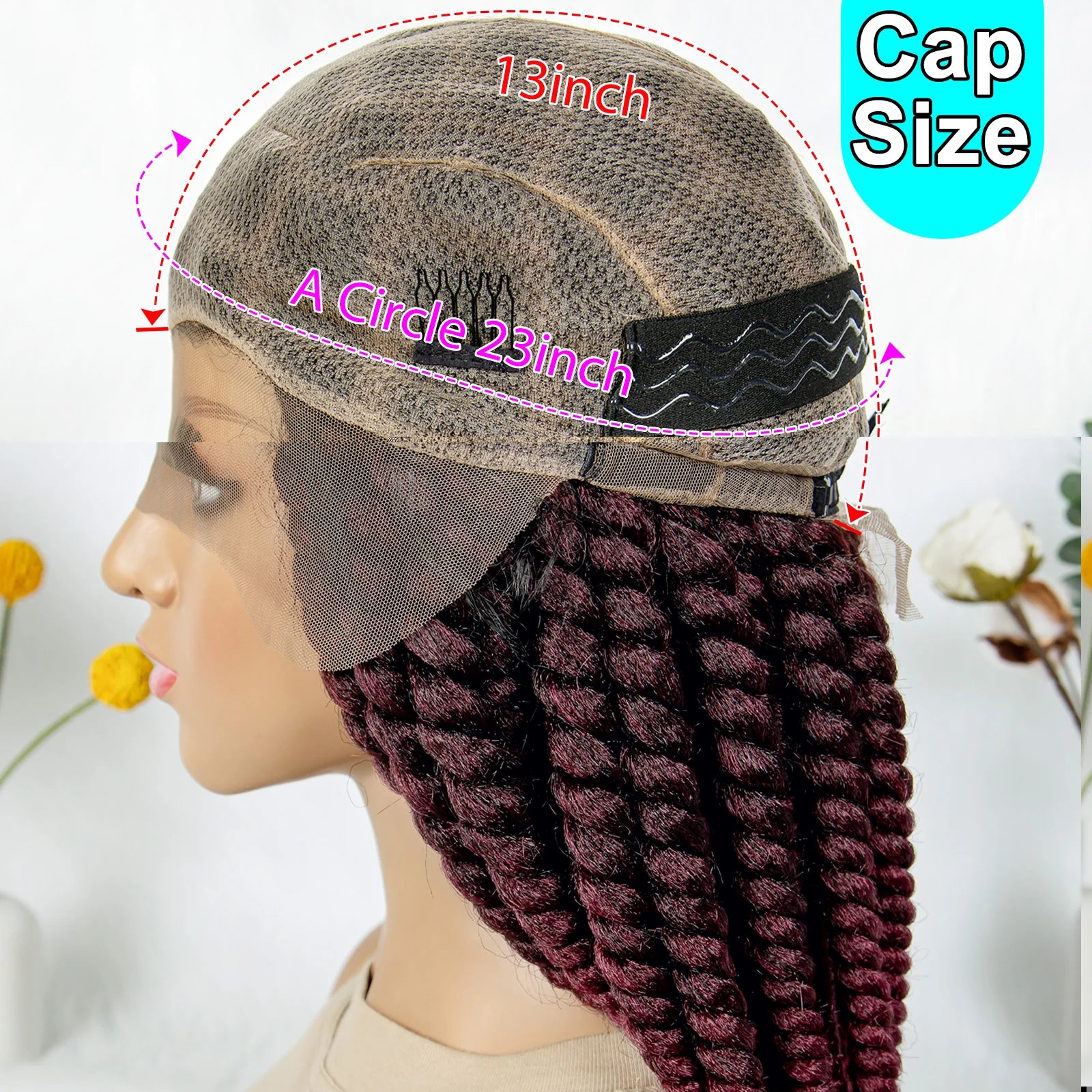 16" Full Lace Twisted Braided Wigs for Black Women Synthetic HD Lace Front Braids Wigs with Baby Hair Natural Lace Braiding Wigs