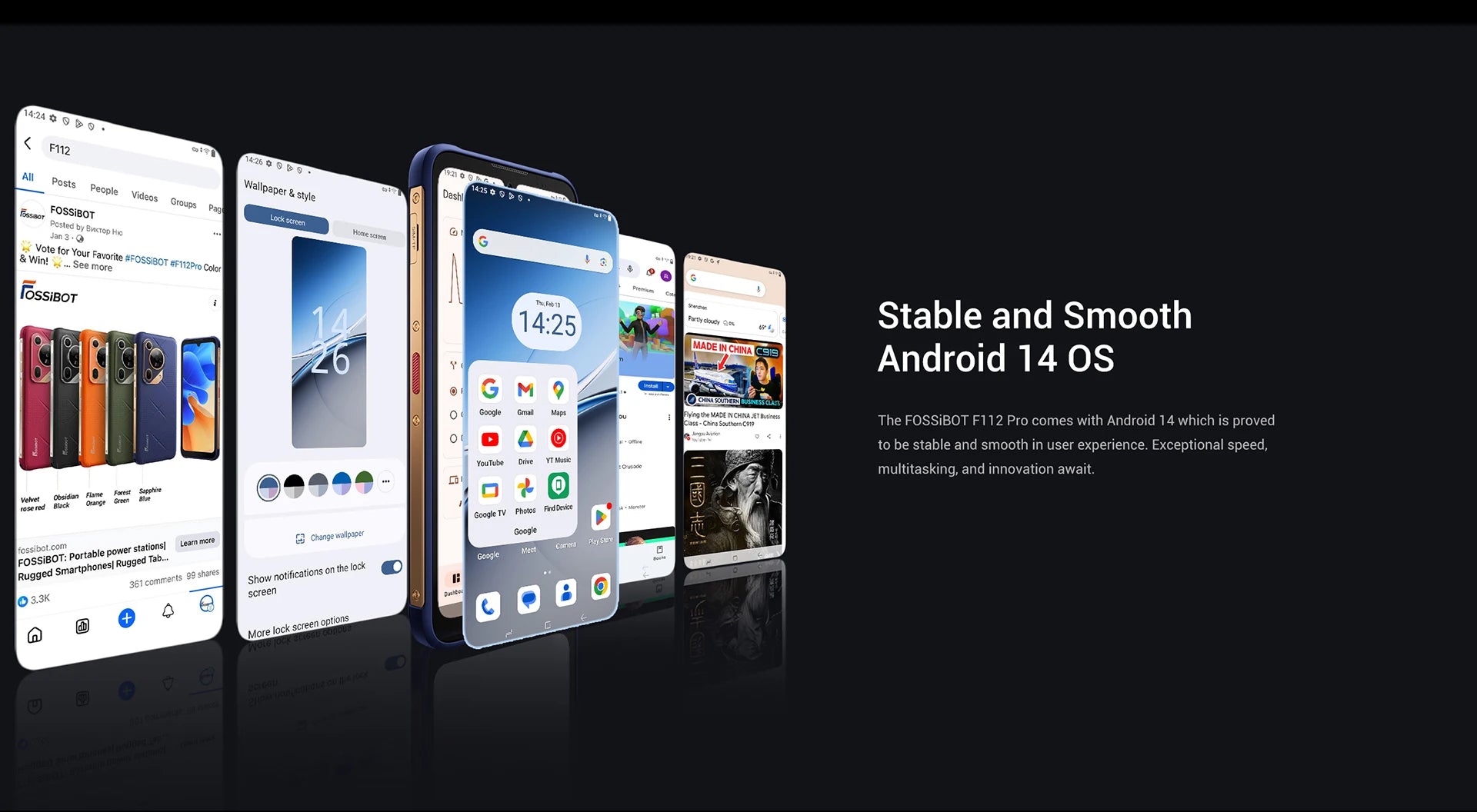 Fossibot F112 PRO 5G Rugged Smartphone 6.88" HD+ 7150mAh 24GB(8+16) 256GB Mobile Phone 50MP Environmentally Friendly Cellphone