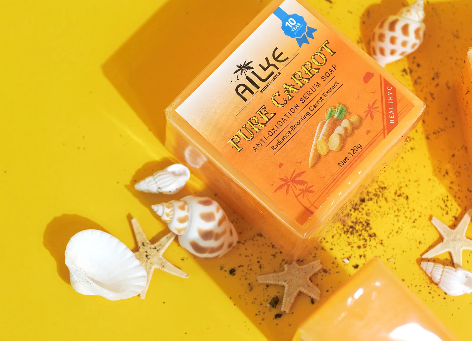 AILKE Pure Carrot Anti-Oxidation Serum Soap, Whitening, Clean Stains, Skin Brightening Soap Bar, With Vitamin C, For Body, Face