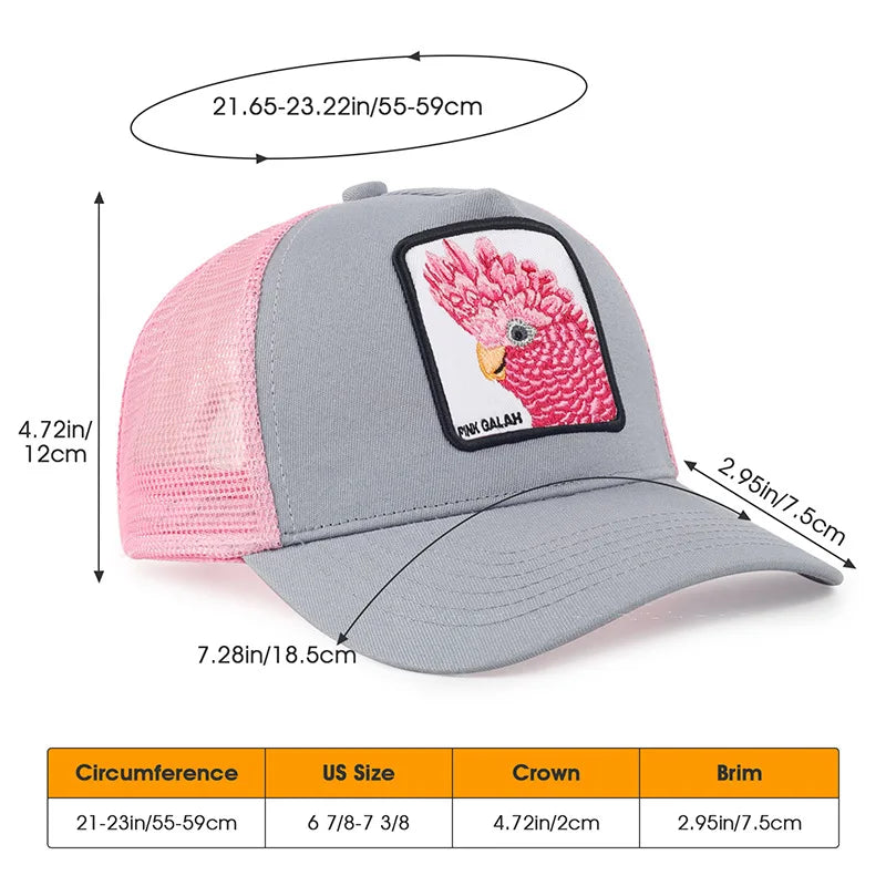 2025 New Design Animal Baseball Cap Good Quality Embroidery Fish Bird Turtle Visor Hats Sun Protection Mesh Hats