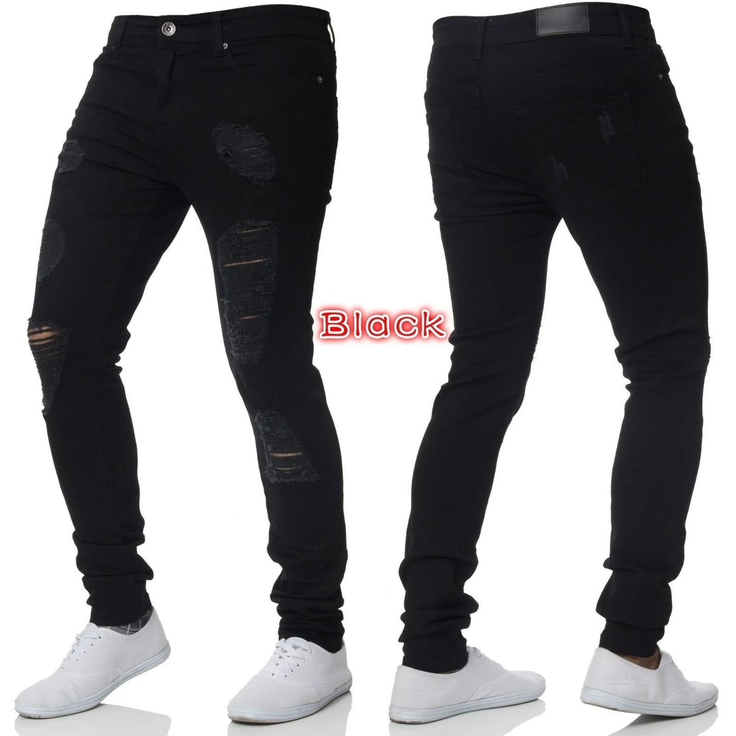2024 Men Jeans Solid Pockets Stretch Denim Straight Pants Spring Summer Business Casual Trousers Daily Streetwear Men's Clothing