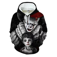 2024 European and American Clown Casual Hoodie 3D Printed Men's Pullover Men's and Women's Fashion Hip-hop Long-sleeved Sweater