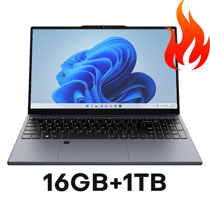 15.6" Ultra Slim Intel Core i7 6500U Laptop Computer Windows 11 16GB DDR4 1TB SSD Notebook PC Fingerprint Unlock Gaming Laptops