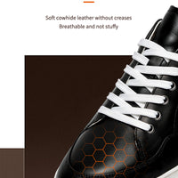 Men Casual Shoes Luxury Brand Leather Flat Shoes Black White Flat Breathable Massage Comfortable Casual Sneakers