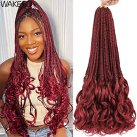 14 18 24 Inch French Curl Box Braids Crochet Hair Ombre Brown to Blonde Prelooped Synthetic French Curls Braiding Hair for Women