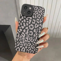 Animal Minimalist Gray Leopard Print Phone Case For iPhone 17 16 15 14 Pro Max 13 12 11 XS X XR 7 8 Plus Shockproof Bumper Cover