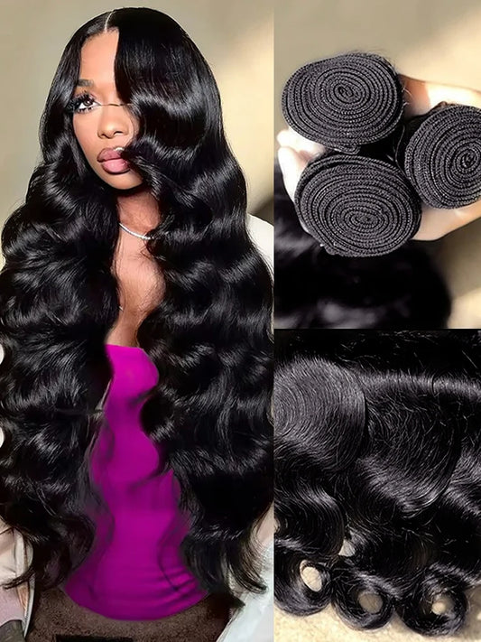 30 40 Inch Body Wave 100% Human Hair Bundles Virgin Hair Water Wave Bundles Double Weft Raw Hair Extensions Weaving Tissage 16A