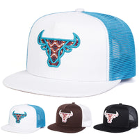 Unisex Ox Head Embroidery Hip-hop Net Hats Spring Summer Outdoor Adjustable Casual Baseball Caps Sunscreen Hat Cap