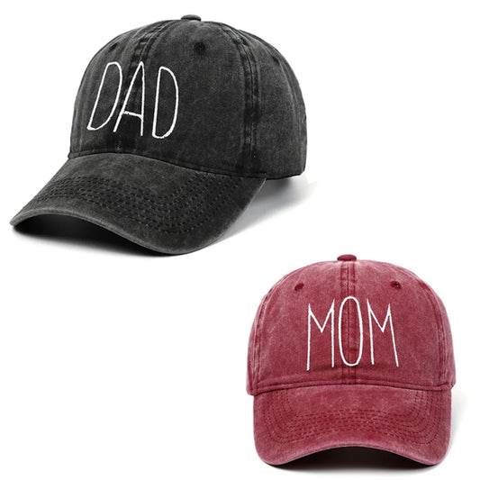 DAD MOM Letter Embroidery Baseball Caps for Men Women Retro Washed Cotton Snapback Dad Caps Outdoor Sports Visor Sun Hat