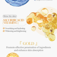 10pcs SADOER 24K Gold Vitamin C Hyaluronic Acid Face Mask Facial Moisturizing Firming Hydrating Facial Masks Skin Care Products