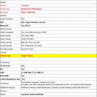 11.6 INCH 16GB RAM 512GB ROM WINDOWS 11 PAD1162 TABLET PC Intel Celeron Processor N4100 CPU 64 Bit 1920 x 1080 IPS Dual Camera