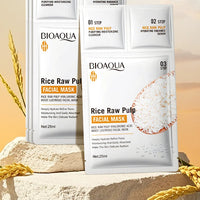 5pcs BIOAQUA White Rice Face Mask Sets Moisturizing Whitening Anti Wrinkle Facial Serum Cleanser Face Masks Skin Care Kit