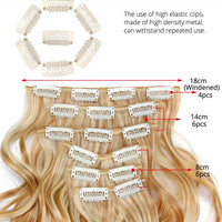 Alileader Synthetic Hair 16 Clip In Hair Extension Clip For Women 6Pcs/Set Hair Extension Clip In Ombre Fake Hairpiece Long Wavy