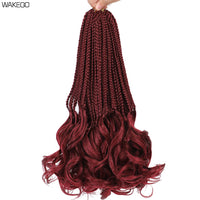 14 18 24 Inch French Curl Box Braids Crochet Hair Ombre Brown to Blonde Prelooped Synthetic French Curls Braiding Hair for Women
