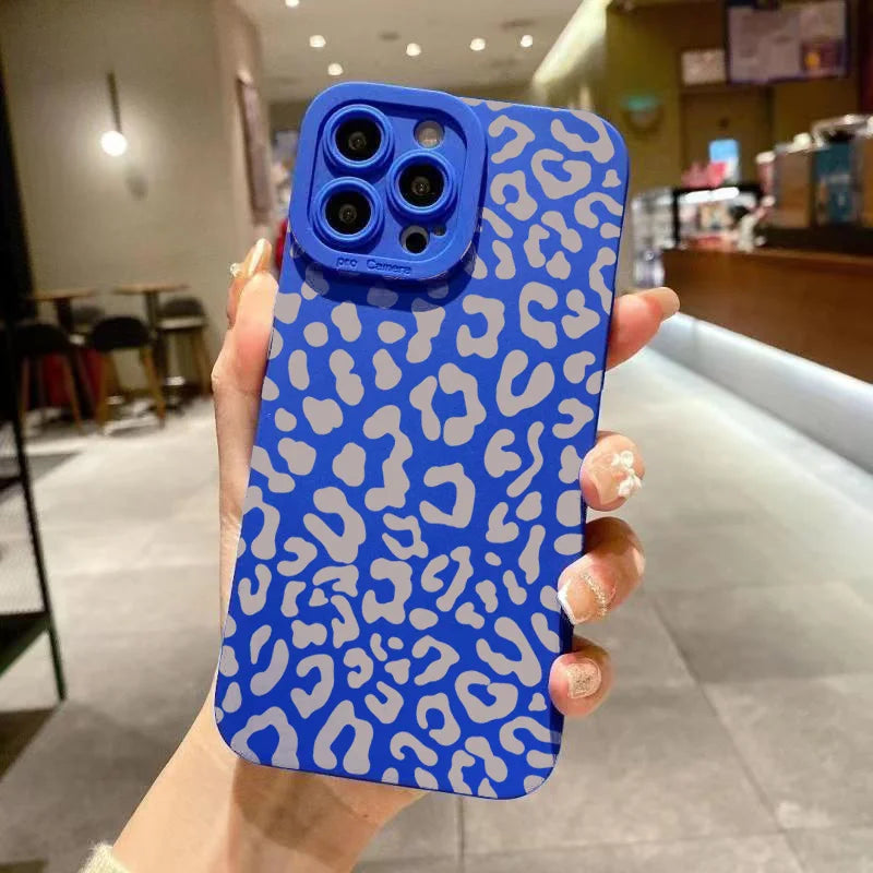 Animal Minimalist Gray Leopard Print Phone Case For iPhone 17 16 15 14 Pro Max 13 12 11 XS X XR 7 8 Plus Shockproof Bumper Cover