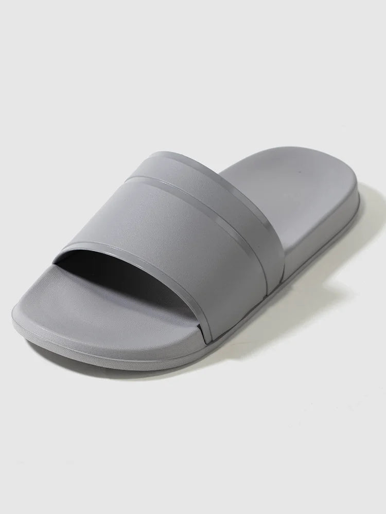 2024 New Summer Men's Solid Home Slides Casual Non Slip Open Toe Slides For Indoor Walking And Bathroom Shower