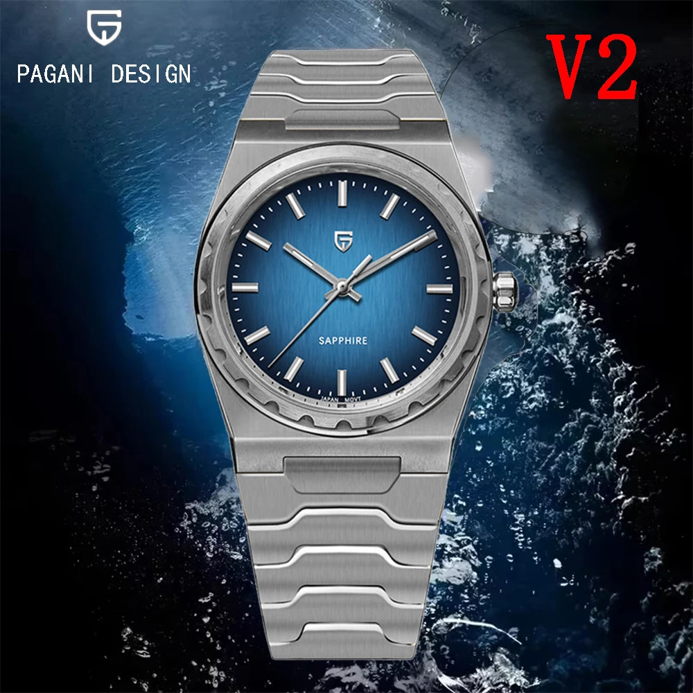 PAGANI DESIGN 2025 New Thin 7mm Fashion Men Quartz Watch V2 Stainless Steel Sapphire 10Bar Waterproof  C3 reloj hombre