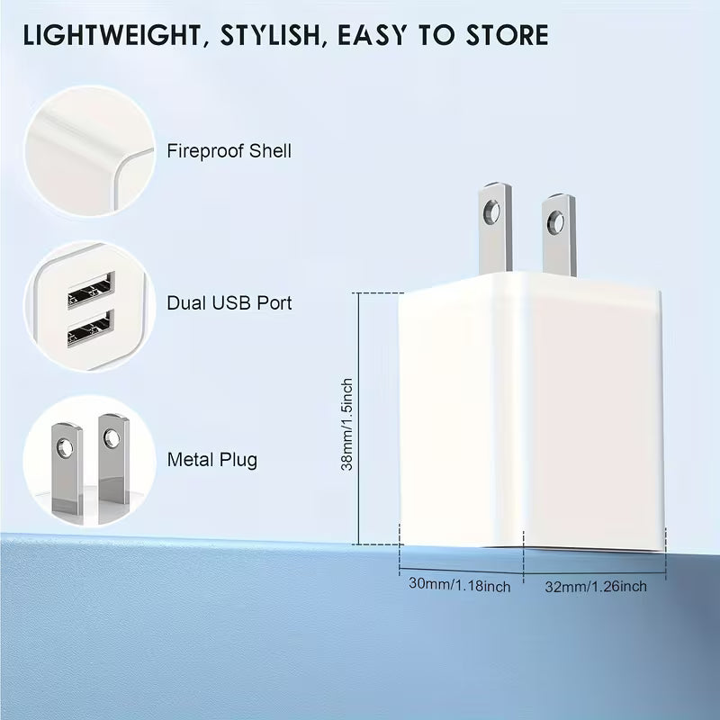 [MFi Certified Charger] MFi Certified, Fast Charging USB Wall Charger Travel Block Adapter | Suitable for iPhone 14 Pro/13/11/X/8/7/XR/XS Max with 6-foot USB Lightning Data Synchronization Cable