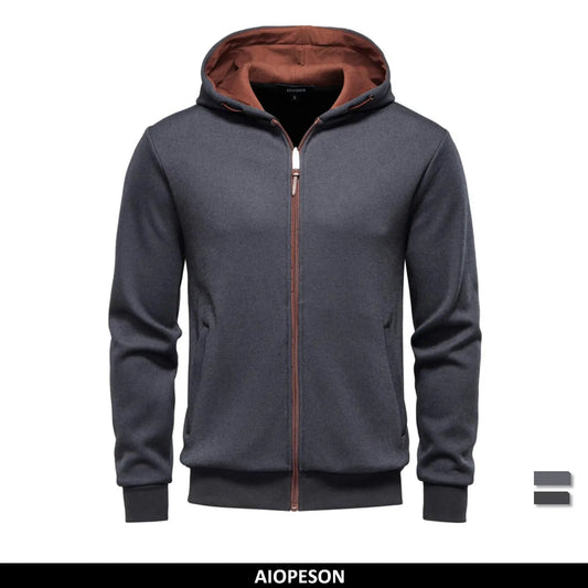 AIOPESON Y2K Zip Up Hoodie Men Solid Color Winter Warm Retro Streetwear Minimalist Design Sportswear Zipper Hooded Sweatshirts - The Discount Plug