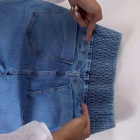 ALLUKASA 2025 autumn winter Elegant High Waist Button Front Casual Female Jeans Sexy Fashion Back Shirred Trouser Bottom - The Discount Plug