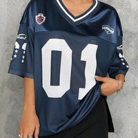 American Sportswear Fashion V - neck T-shirt And Sweatshirt For Women Loose Quick - drying Casual And Versatile Hip - hop Street Top - The Discount Plug