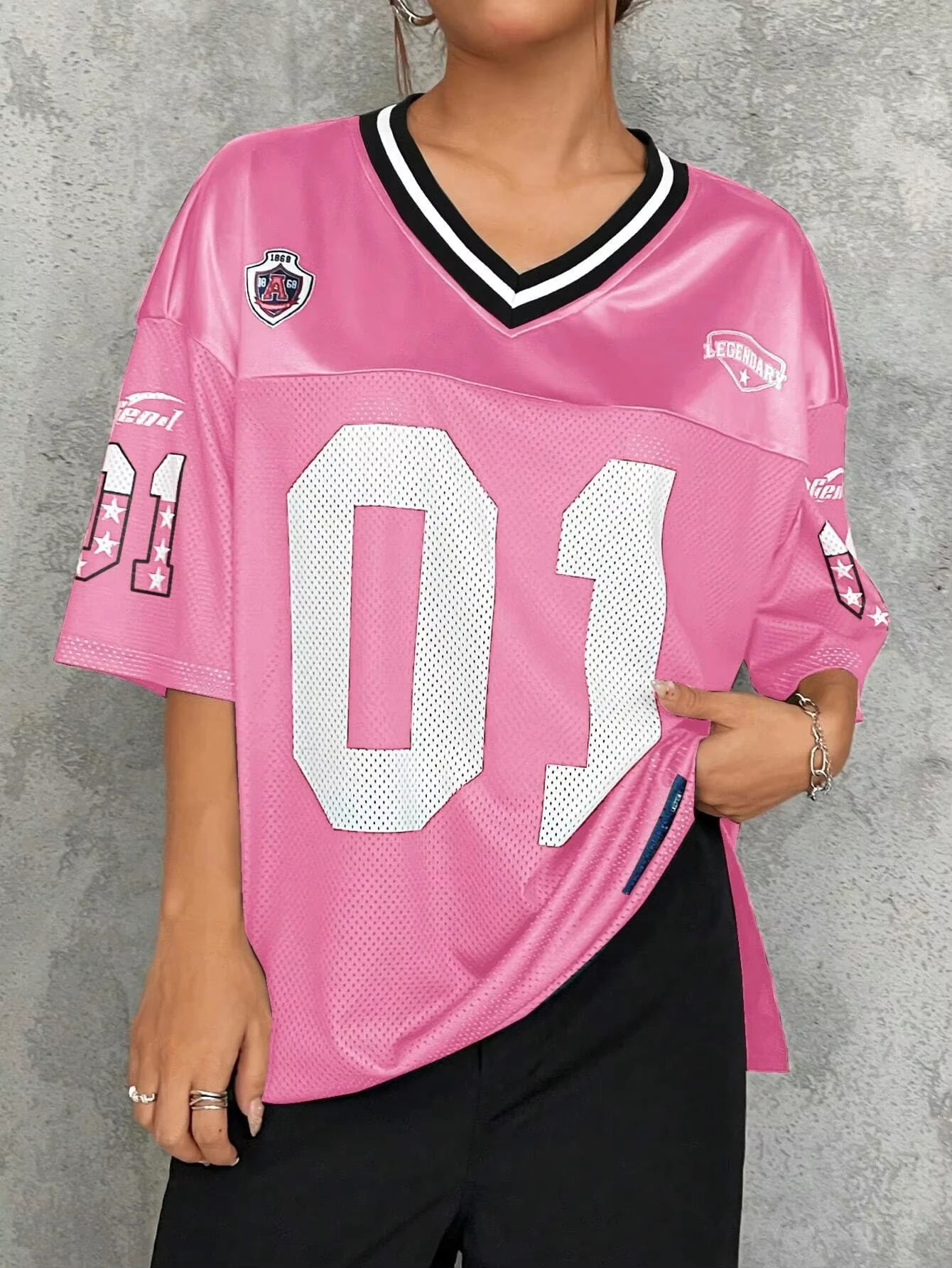 American Sportswear Fashion V - neck T-shirt And Sweatshirt For Women Loose Quick - drying Casual And Versatile Hip - hop Street Top - The Discount Plug