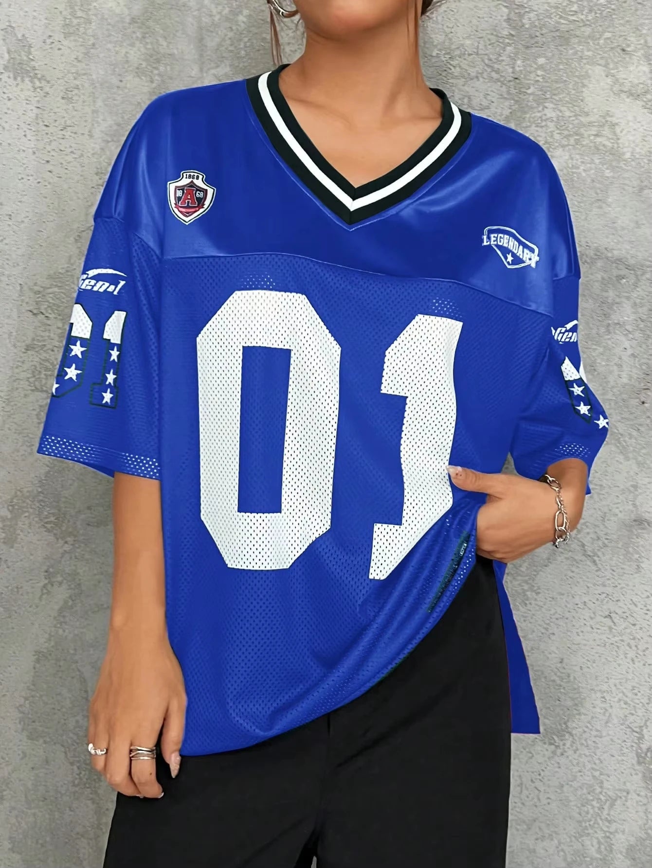 American Sportswear Fashion V - neck T-shirt And Sweatshirt For Women Loose Quick - drying Casual And Versatile Hip - hop Street Top - The Discount Plug