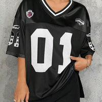 American Sportswear Fashion V - neck T-shirt And Sweatshirt For Women Loose Quick - drying Casual And Versatile Hip - hop Street Top - The Discount Plug